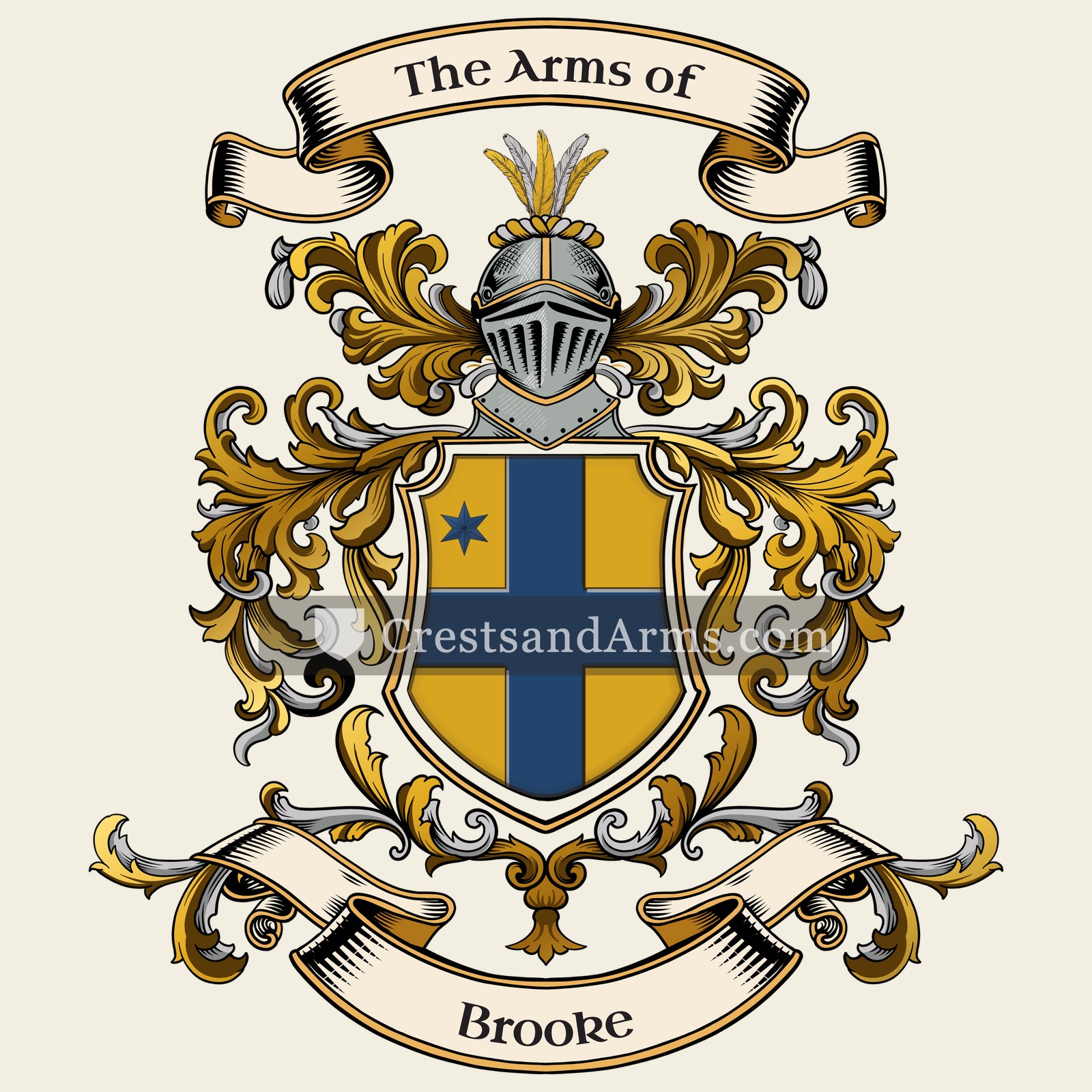 The Brooke coat of arms, drawn from the recorded blazon