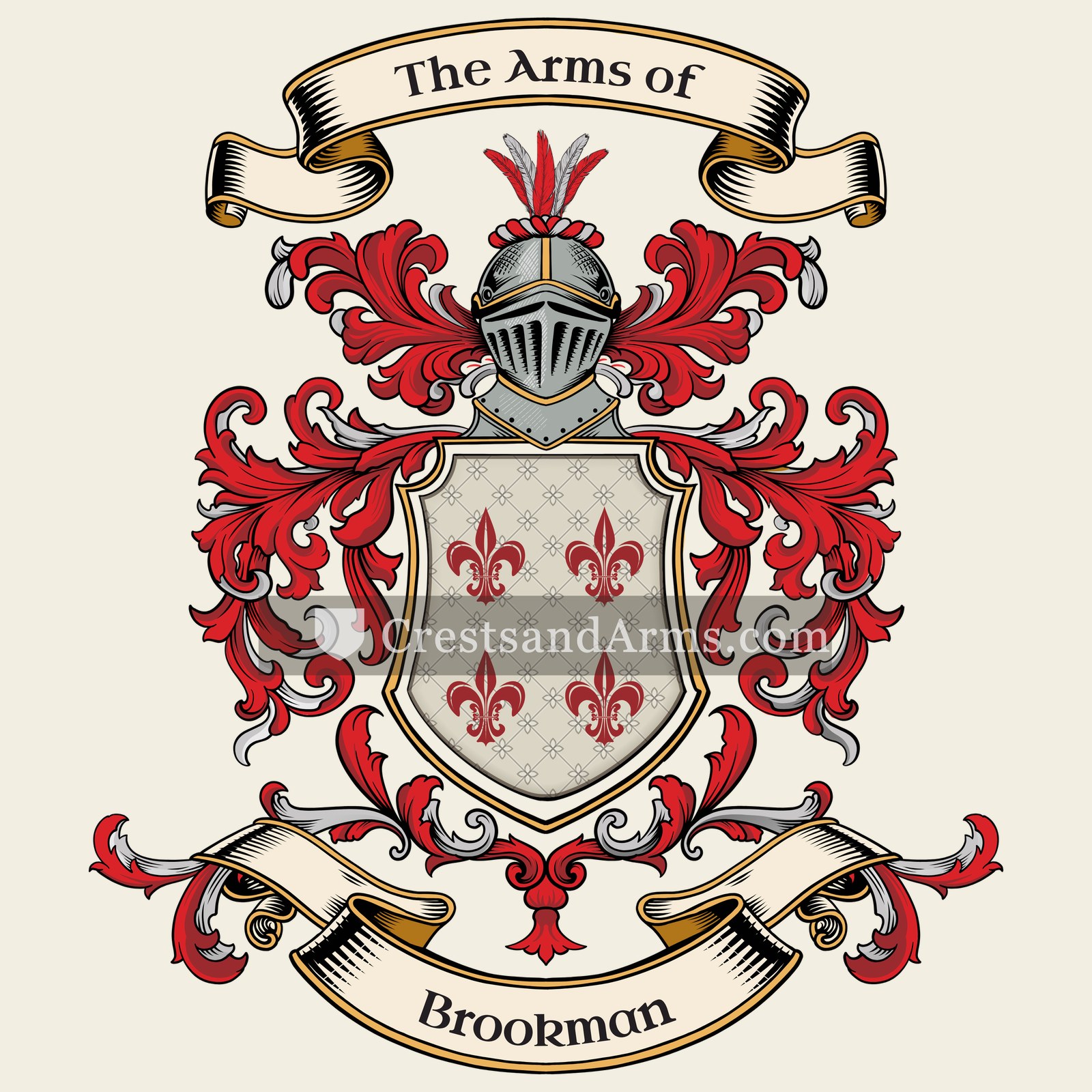 The Brookman coat of arms, drawn from the recorded blazon