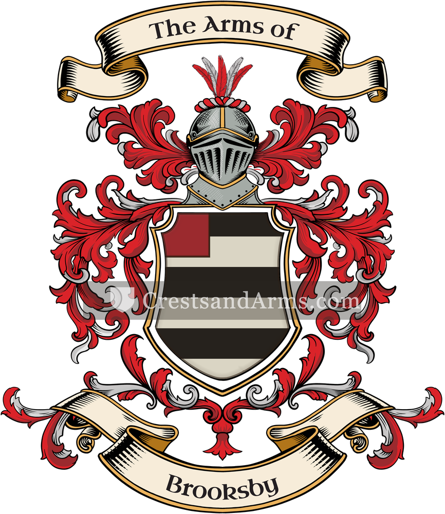 The Brooksby coat of arms, drawn from the recorded blazon