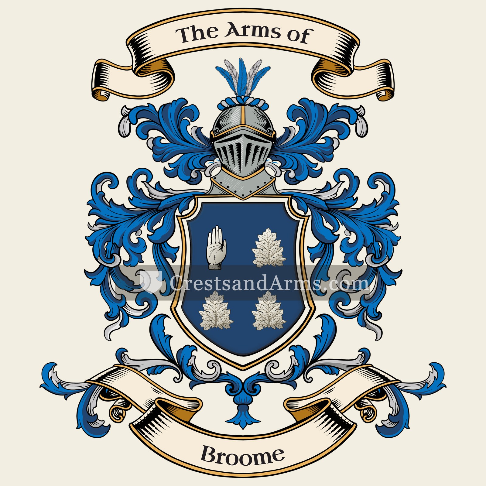 The Broome coat of arms, drawn from the recorded blazon
