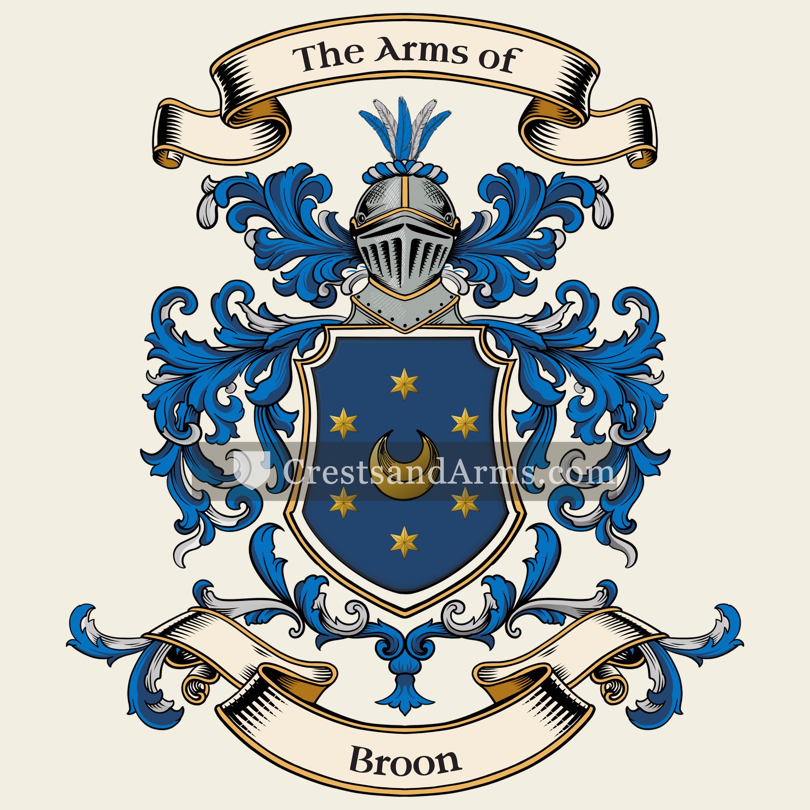 The Broon coat of arms, drawn from the recorded blazon