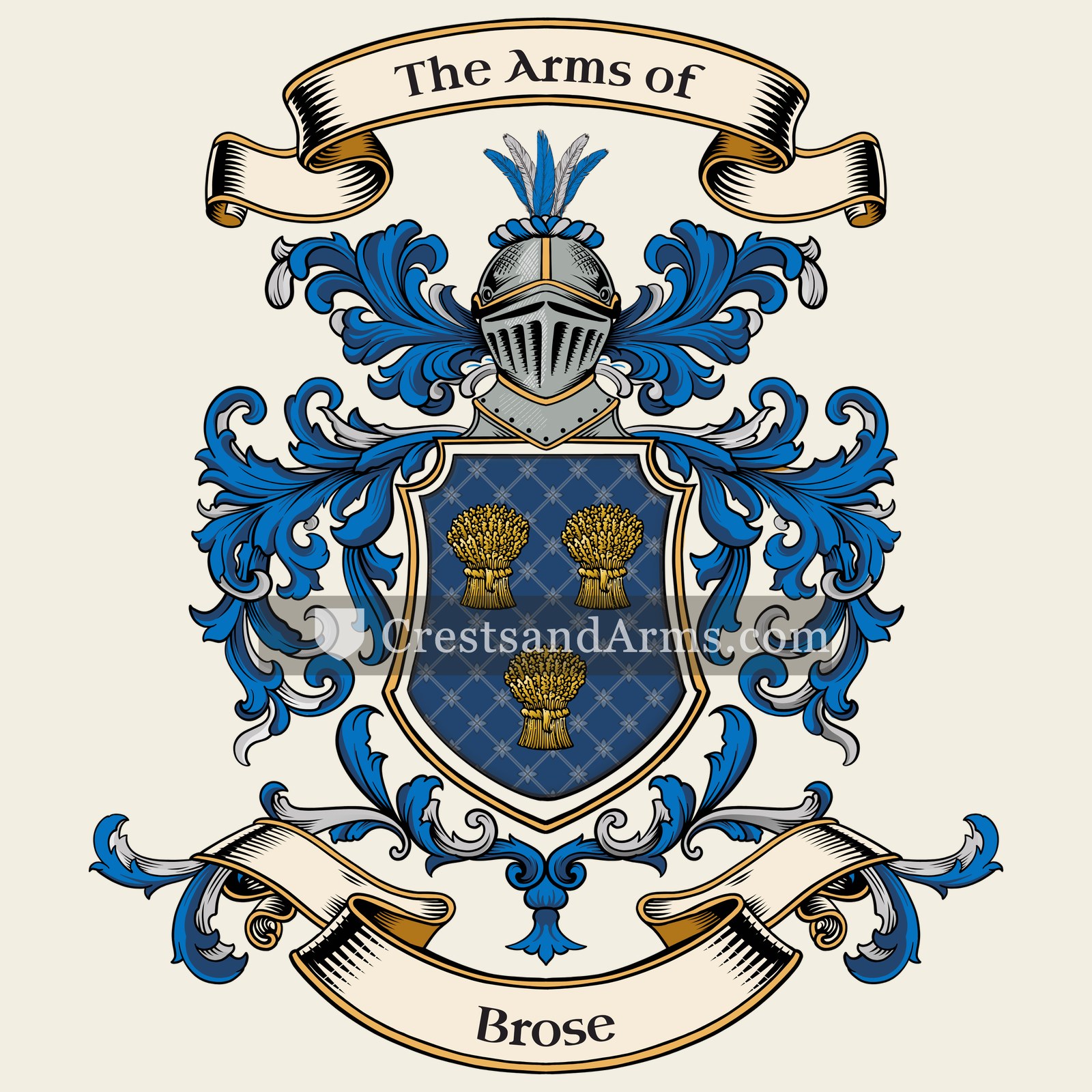 The Brose coat of arms, drawn from the recorded blazon