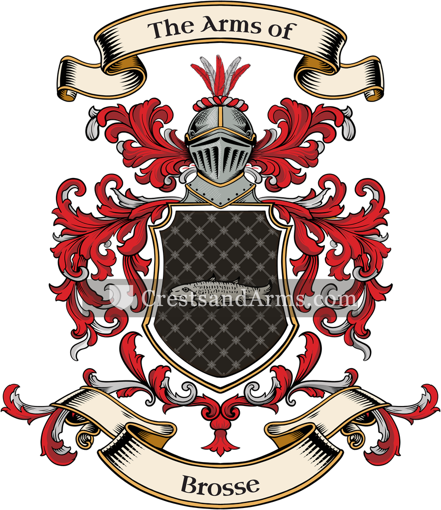 The Brosse coat of arms, drawn from the recorded blazon
