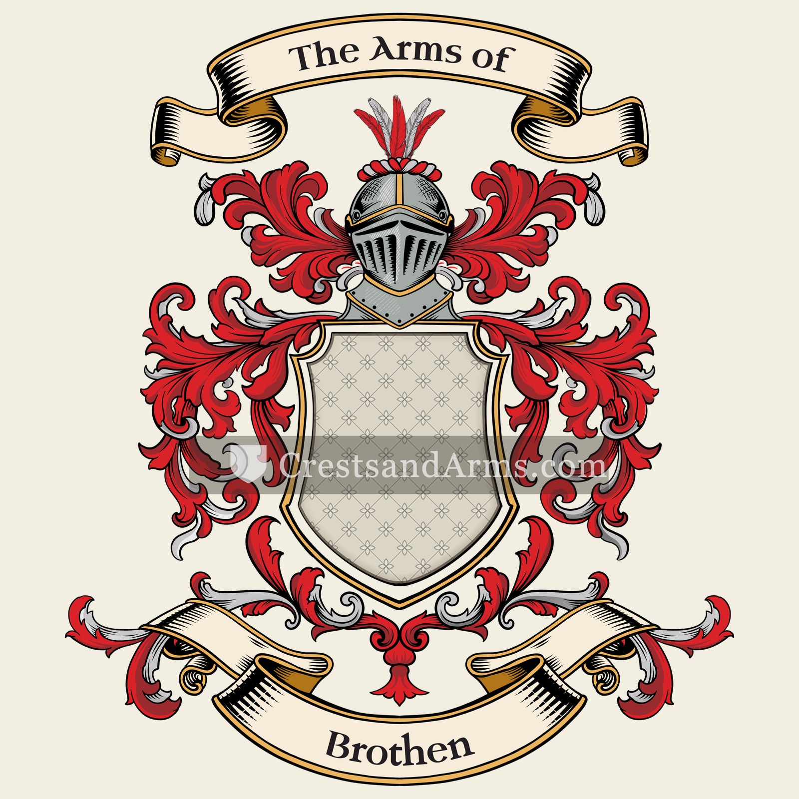 The Brothen coat of arms, drawn from the recorded blazon