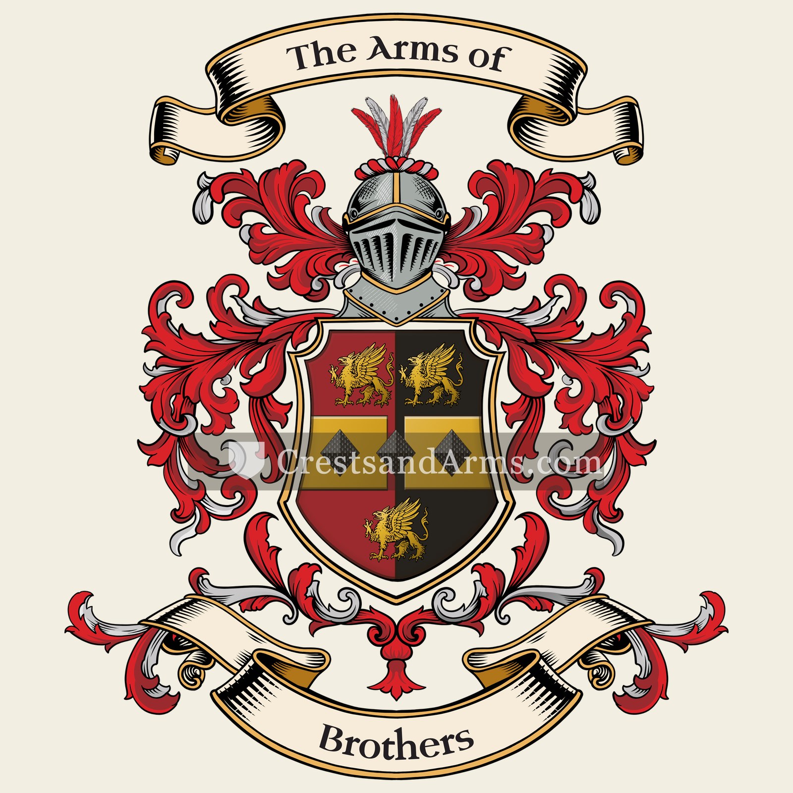 The Brothers coat of arms, drawn from the recorded blazon