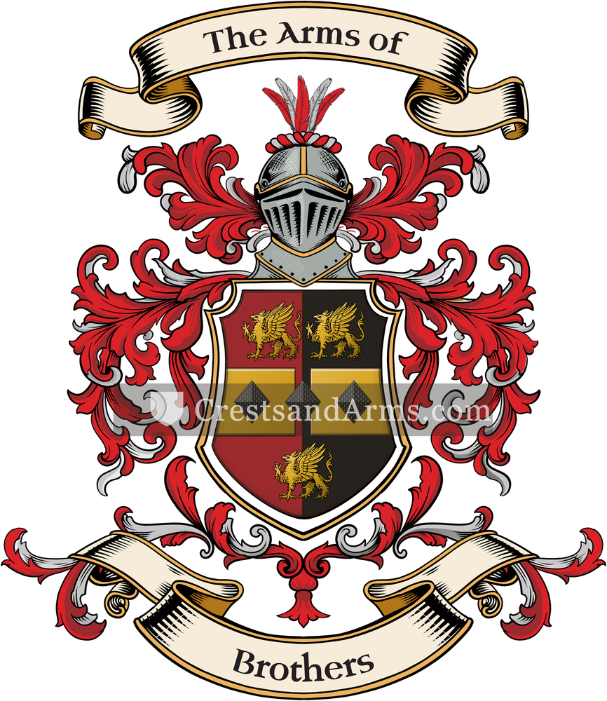 The Brothers coat of arms, drawn from the recorded blazon