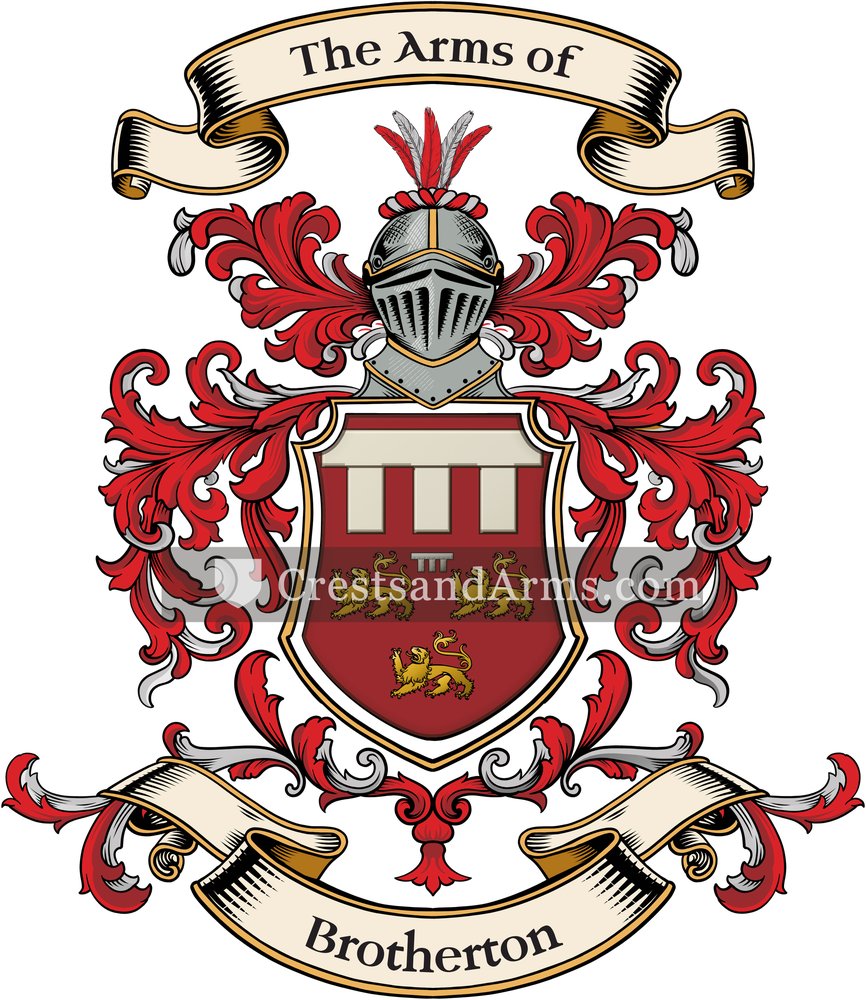 The Brotherton coat of arms, drawn from the recorded blazon