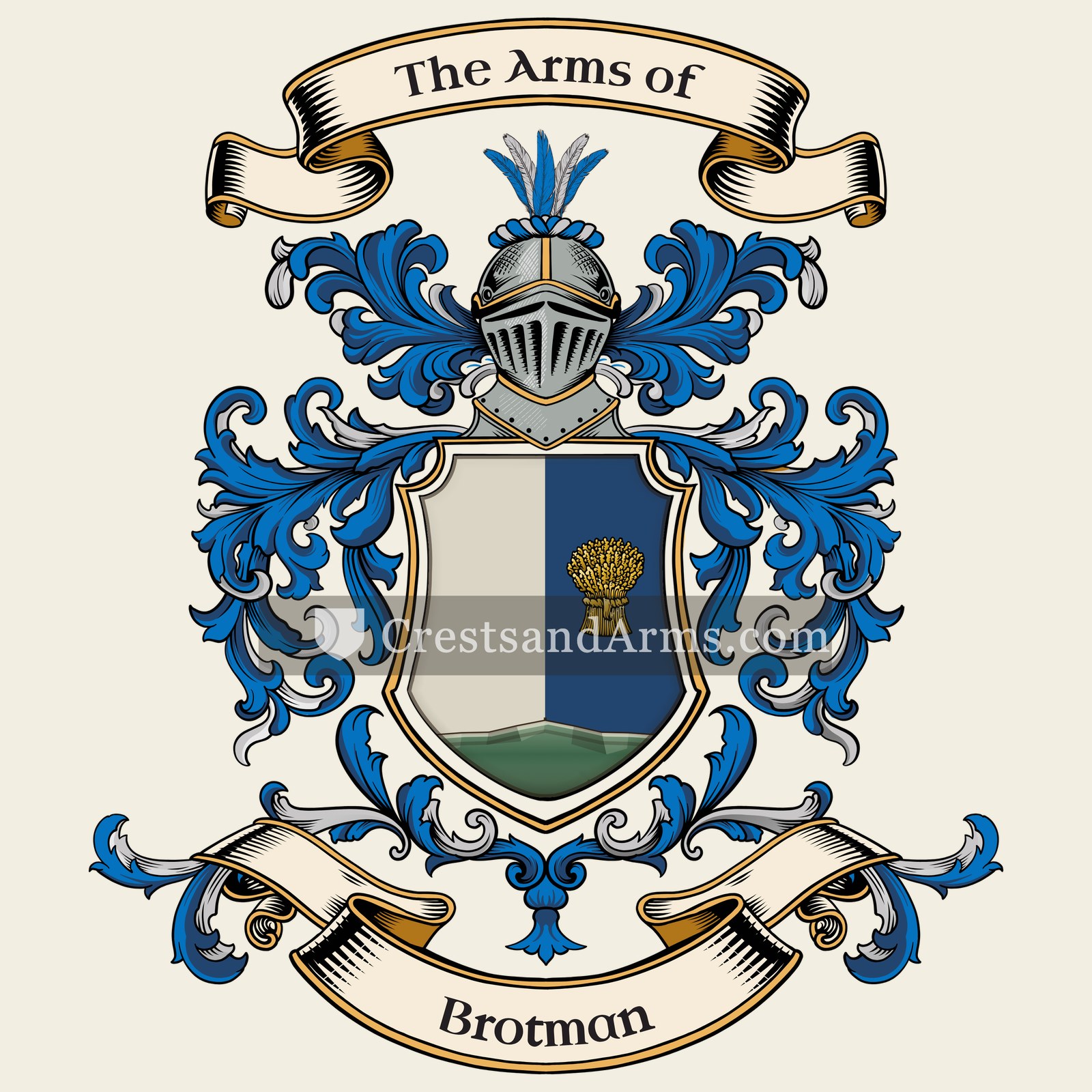The Brotman coat of arms, drawn from the recorded blazon