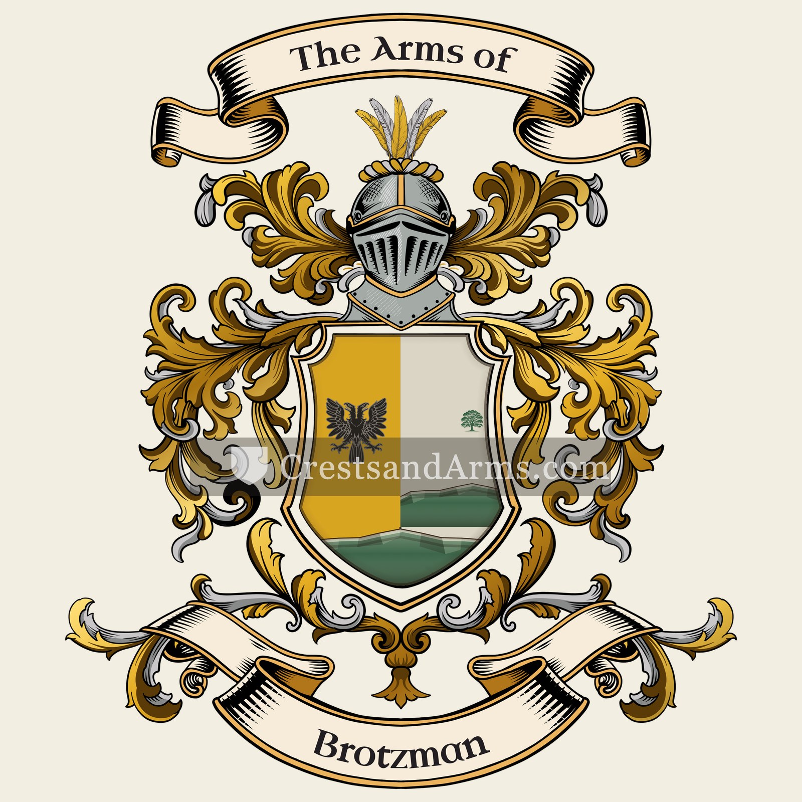 The Brotzman coat of arms, drawn from the recorded blazon
