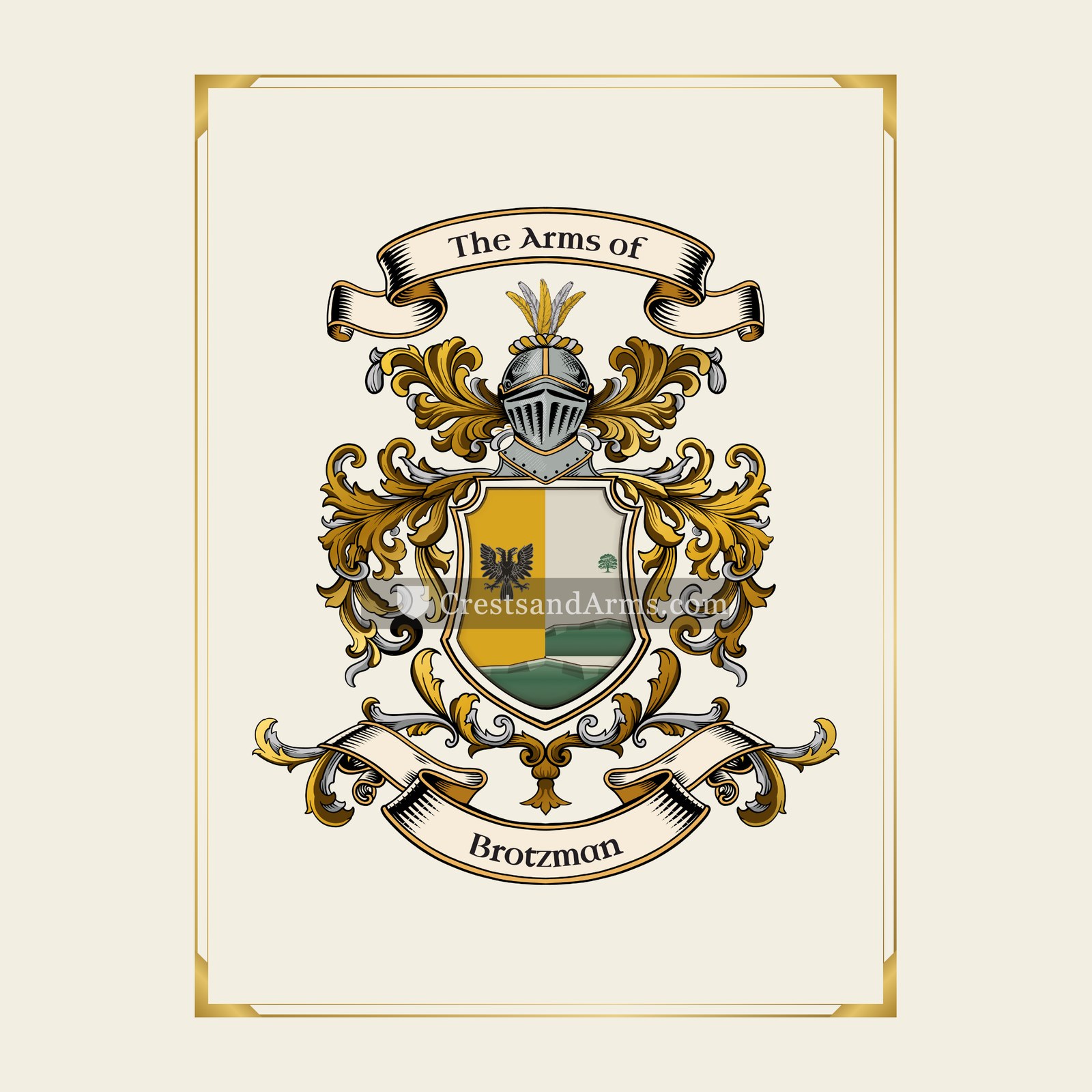 With gold border