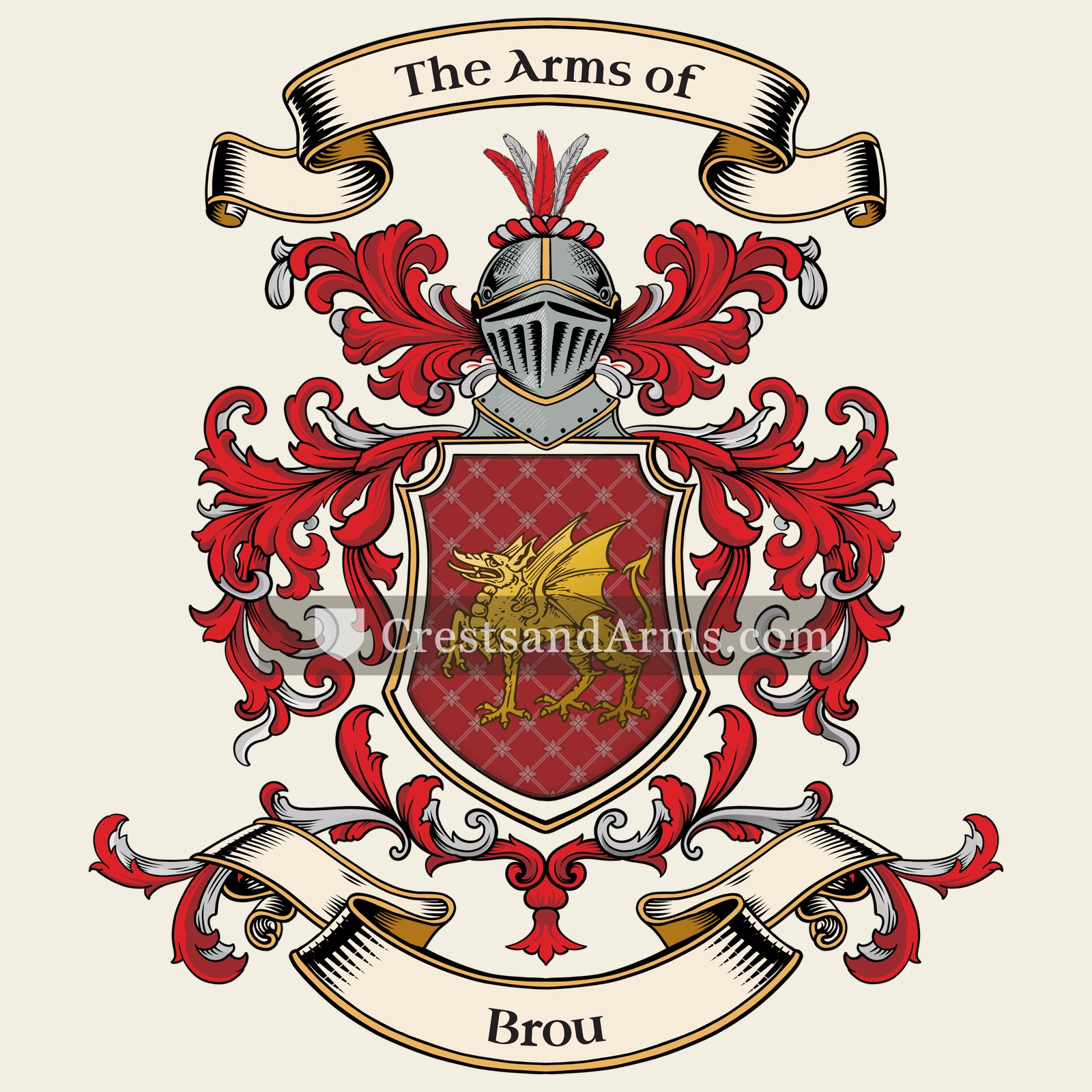 The Brou coat of arms, drawn from the recorded blazon