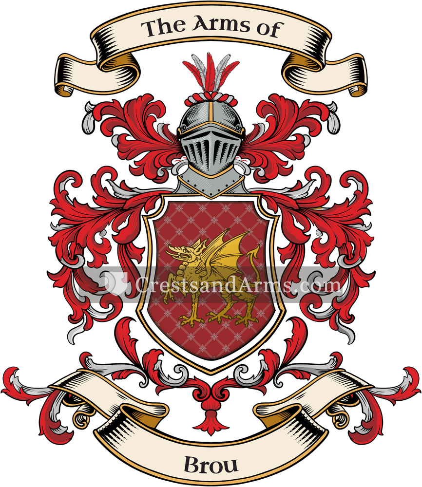 The Brou coat of arms, drawn from the recorded blazon