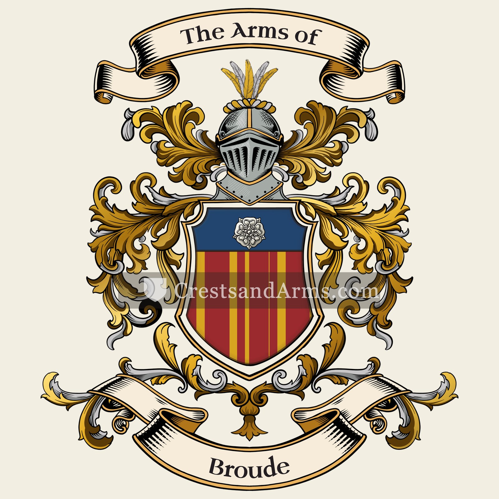 The Broude coat of arms, drawn from the recorded blazon