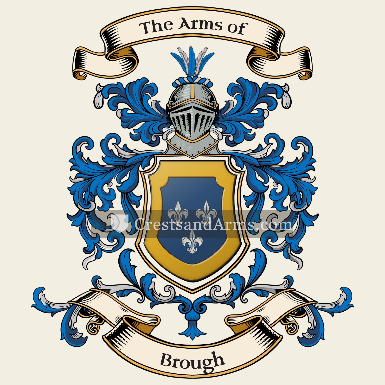 The Brough coat of arms, drawn from the recorded blazon