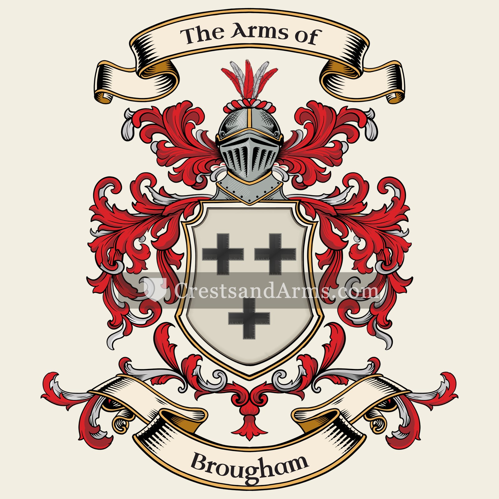 The Brougham coat of arms, drawn from the recorded blazon