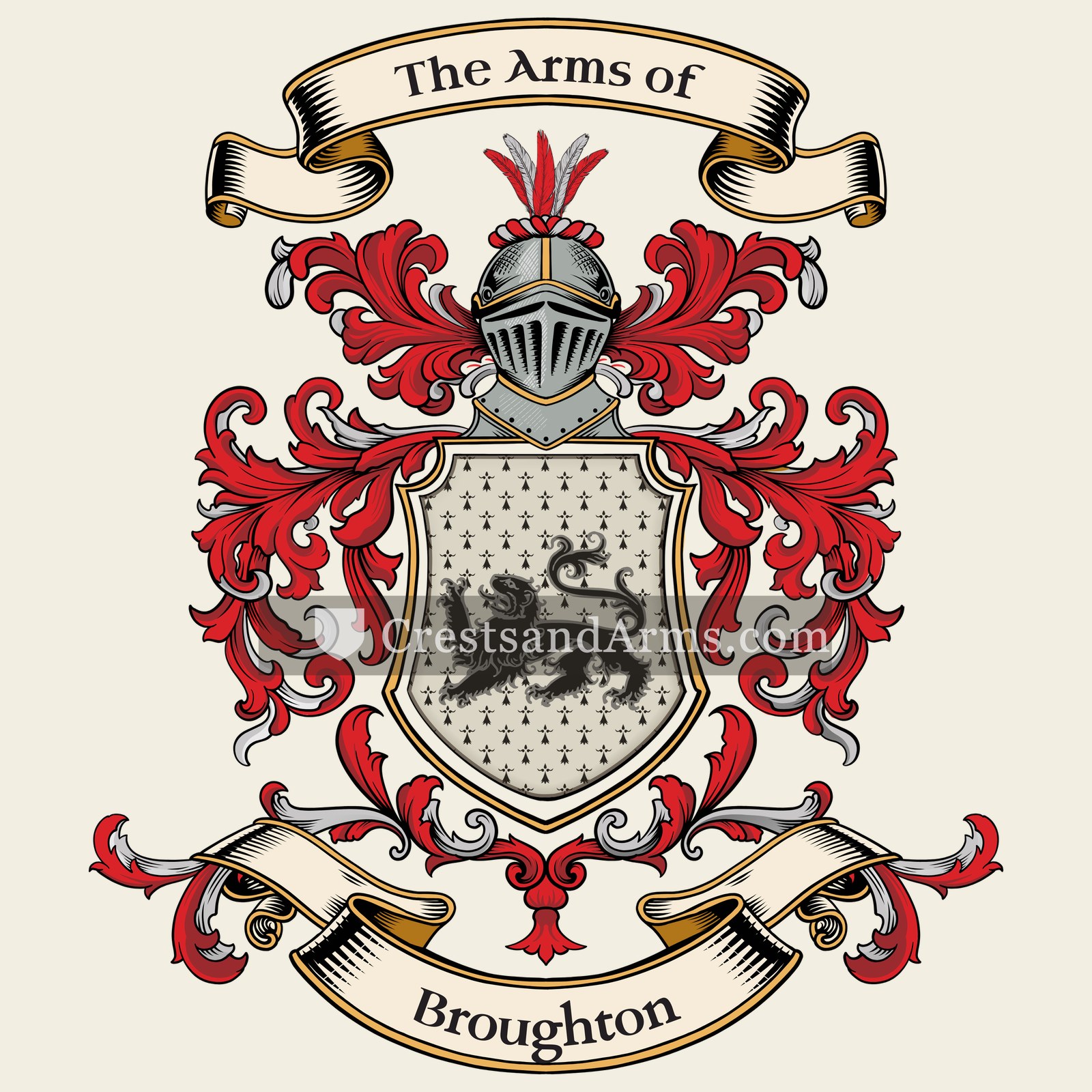 The Broughton coat of arms, drawn from the recorded blazon