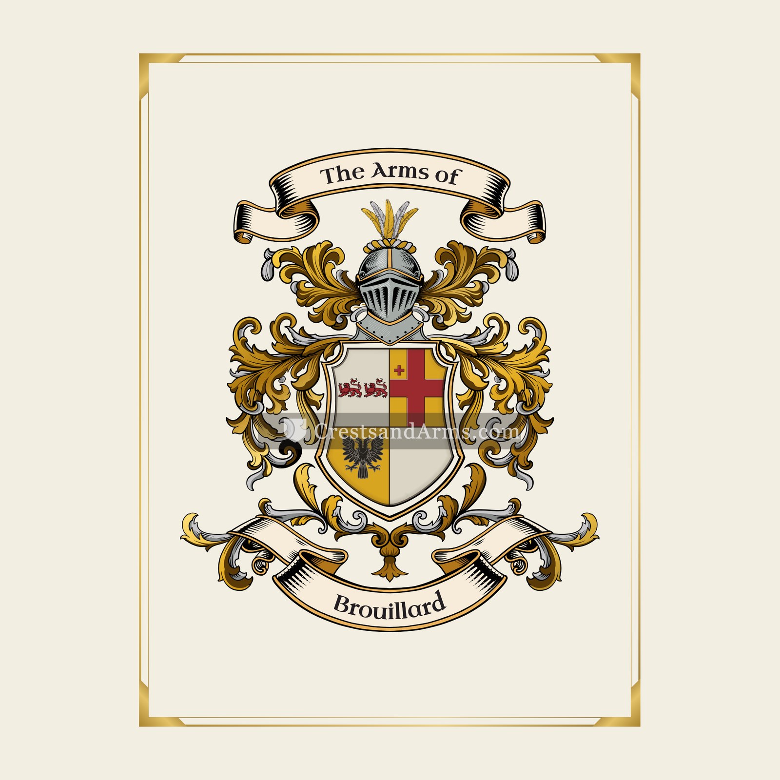 With gold border