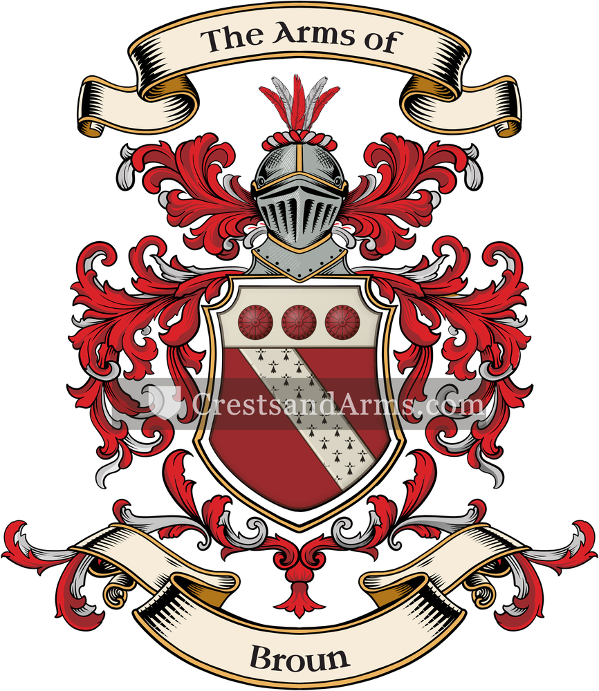 The Broun coat of arms, drawn from the recorded blazon