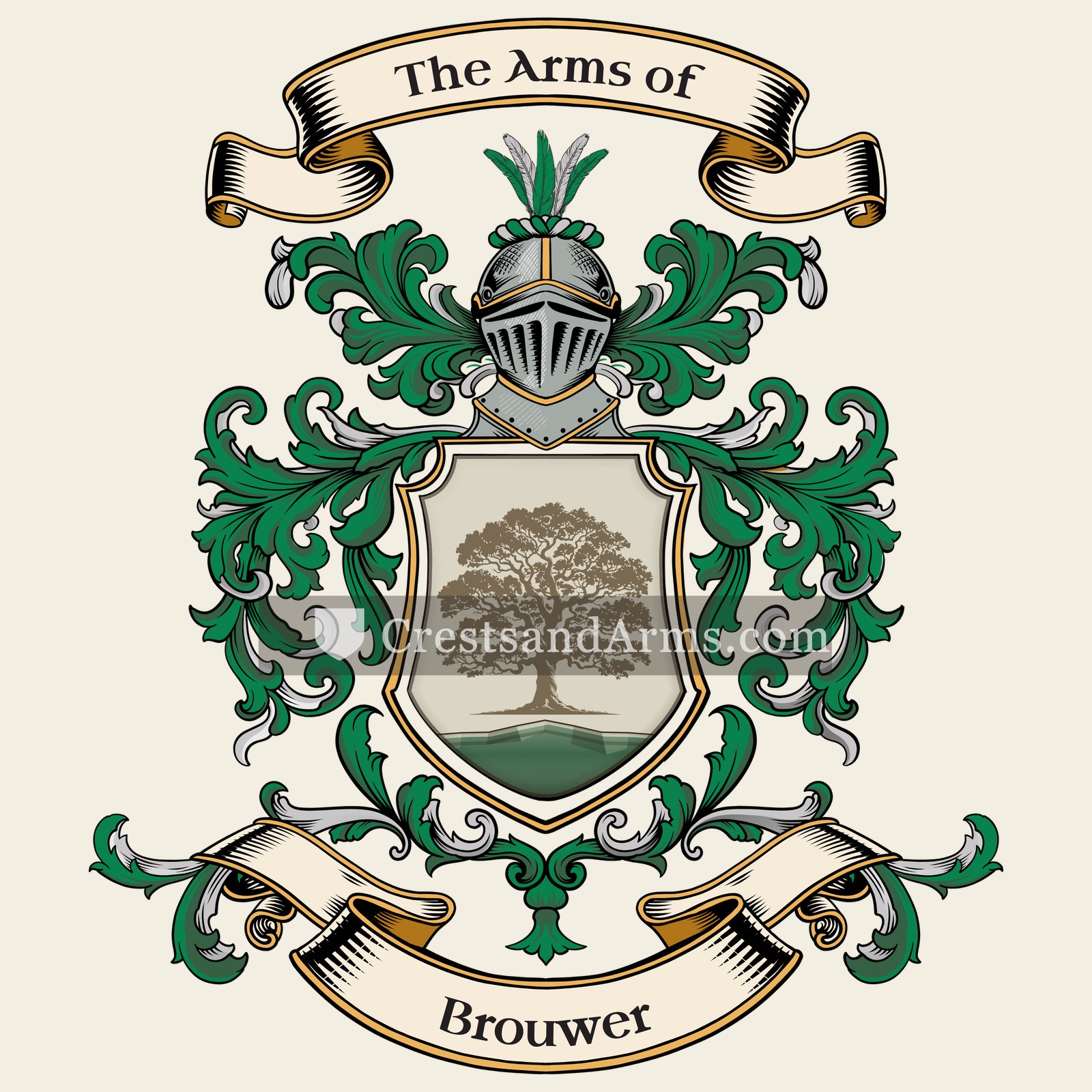 The Brouwer coat of arms, drawn from the recorded blazon