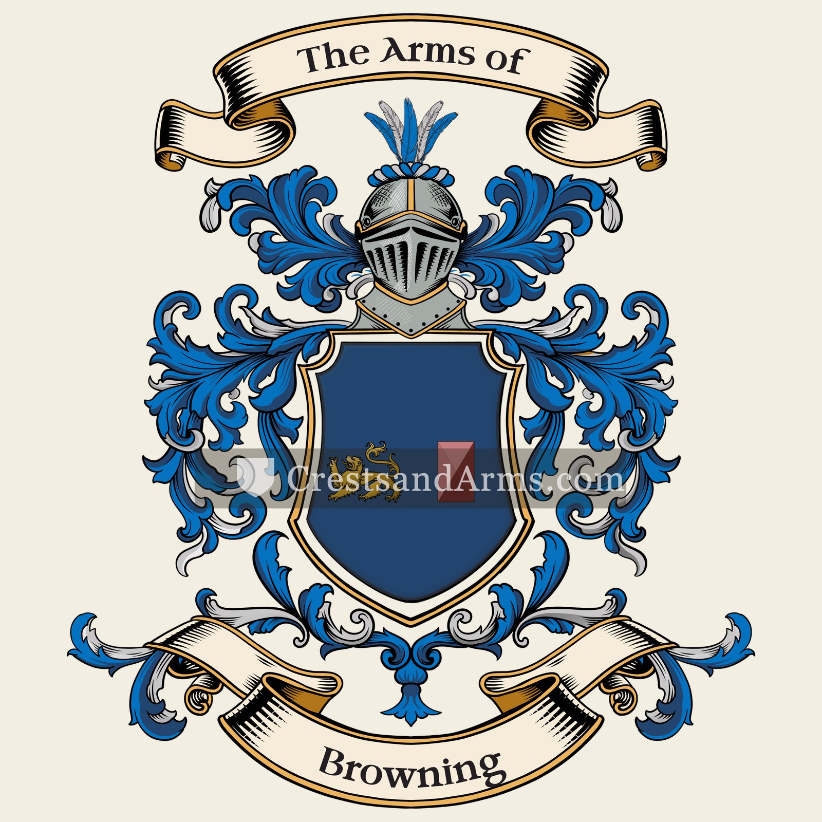 The Browning coat of arms, drawn from the recorded blazon