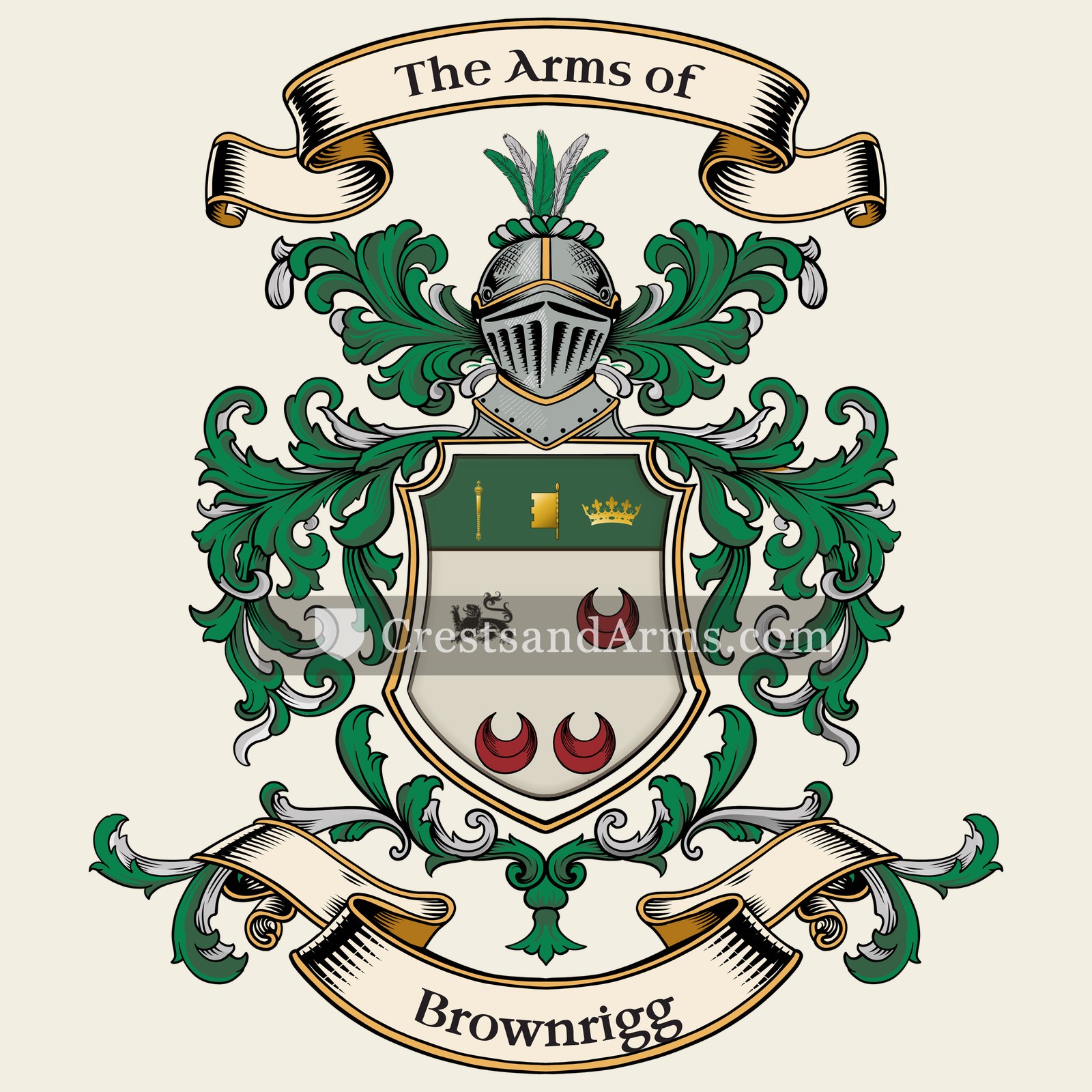 The Brownrigg coat of arms, drawn from the recorded blazon