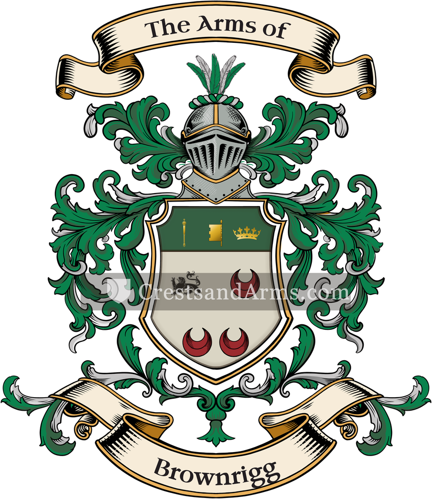 The Brownrigg coat of arms, drawn from the recorded blazon