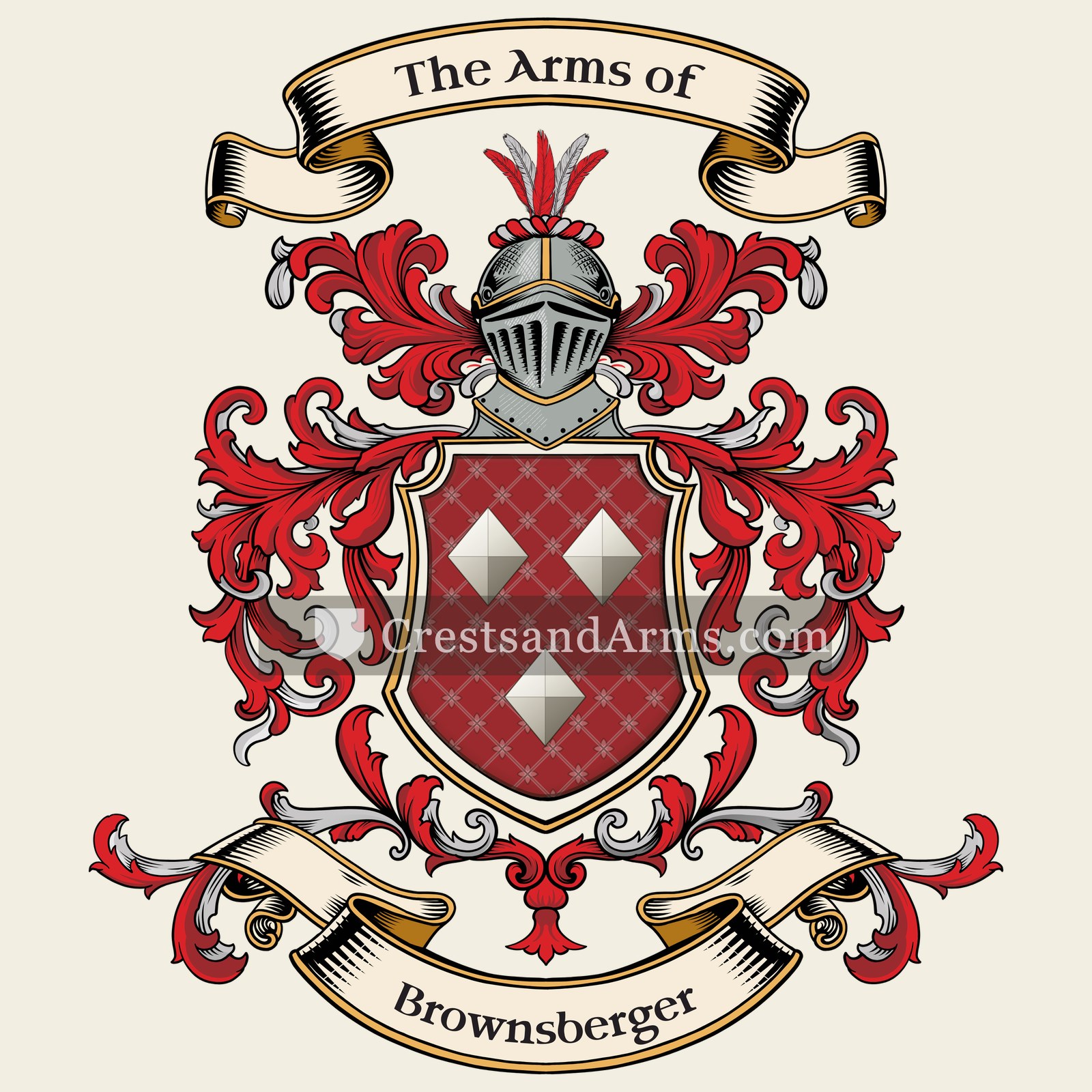 The Brownsberger coat of arms, drawn from the recorded blazon