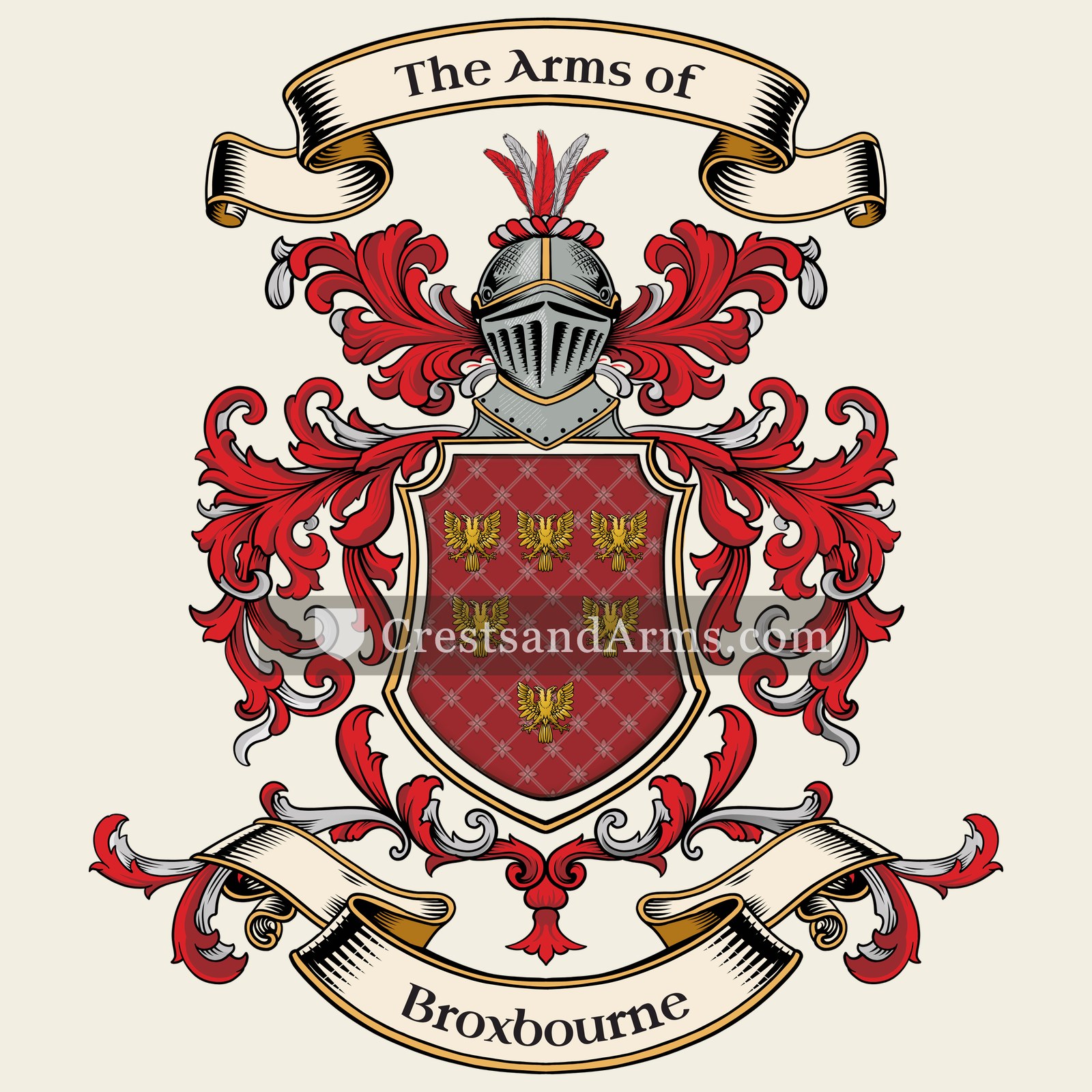 The Broxbourne coat of arms, drawn from the recorded blazon