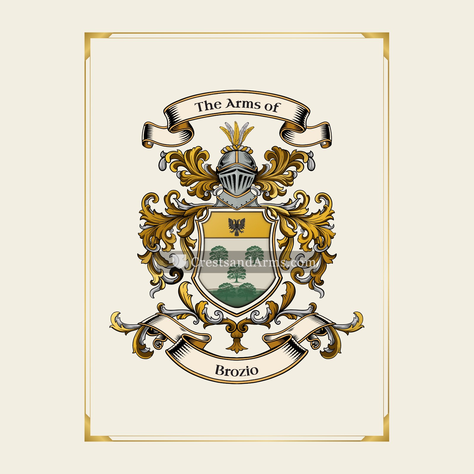With gold border