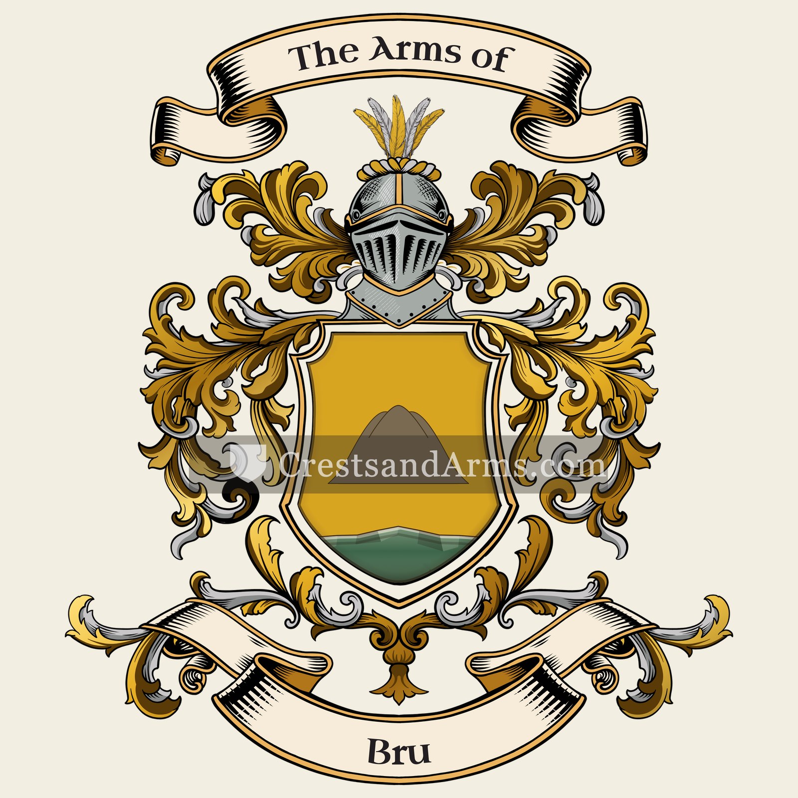 The Bru coat of arms, drawn from the recorded blazon