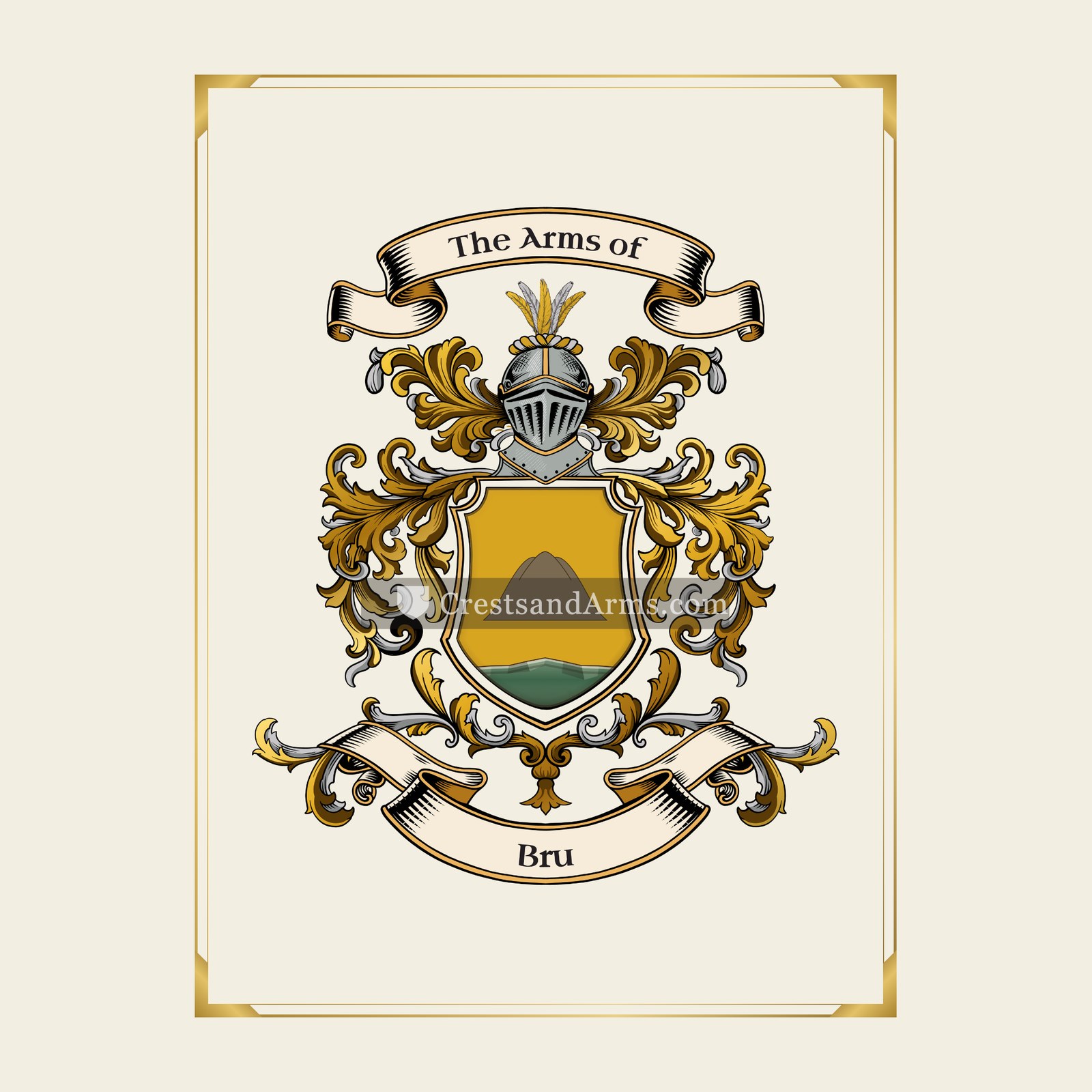 With gold border