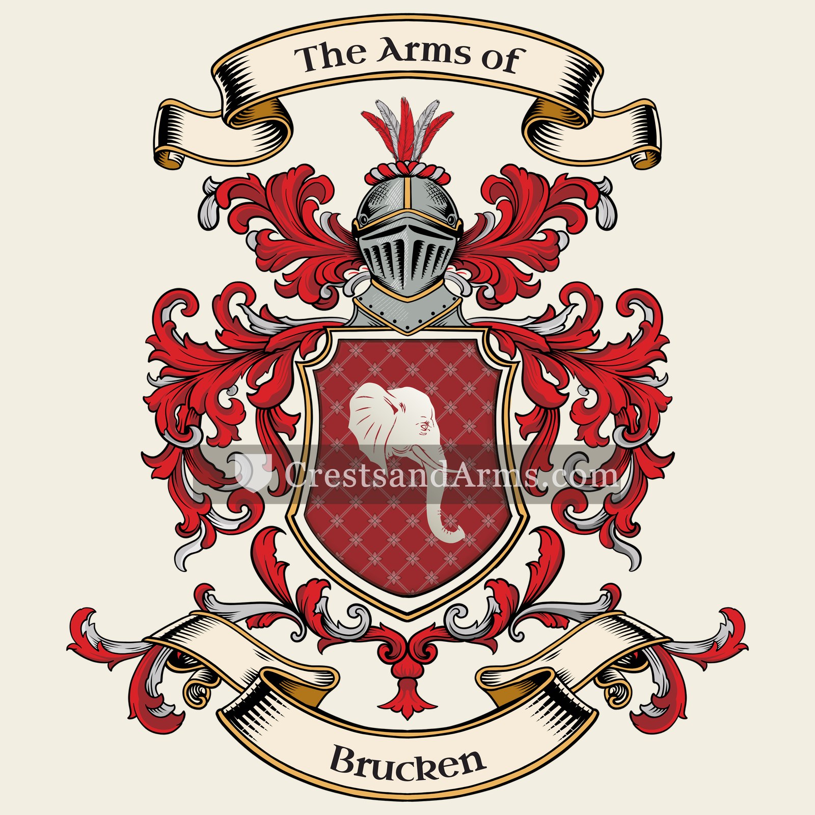 The Brucken coat of arms, drawn from the recorded blazon