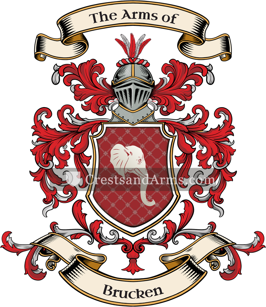 The Brucken coat of arms, drawn from the recorded blazon