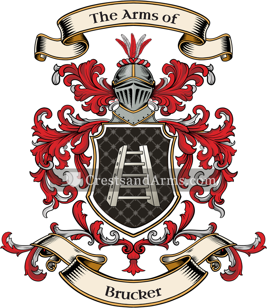 The Brucker coat of arms, drawn from the recorded blazon