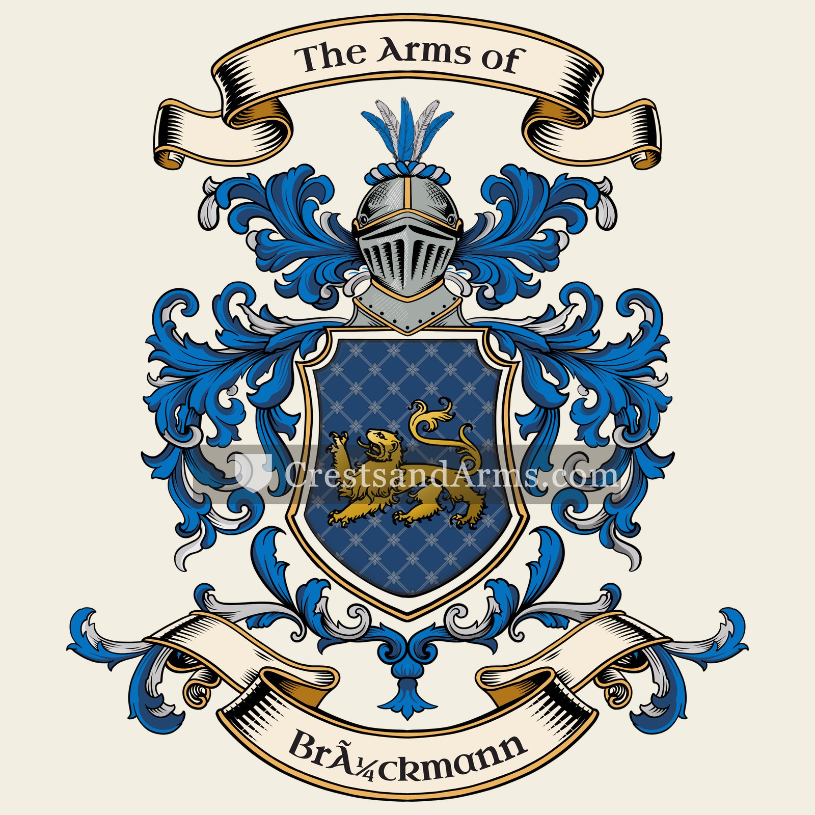 The Brückmann coat of arms, drawn from the recorded blazon
