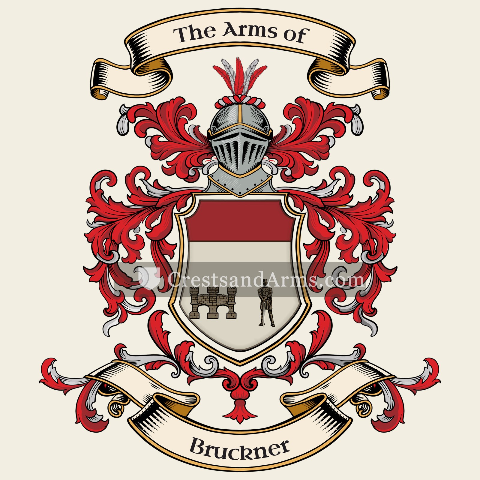 The Bruckner coat of arms, drawn from the recorded blazon