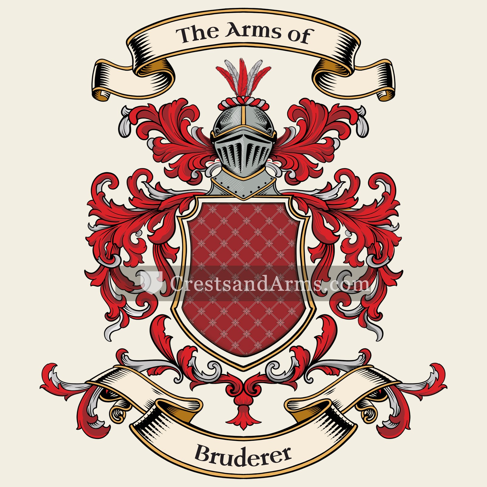 The Bruderer coat of arms, drawn from the recorded blazon
