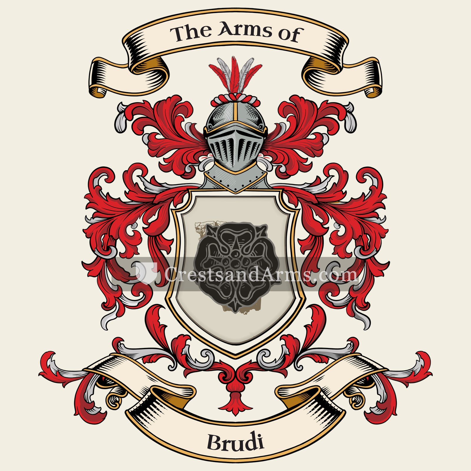 The Brudi coat of arms, drawn from the recorded blazon