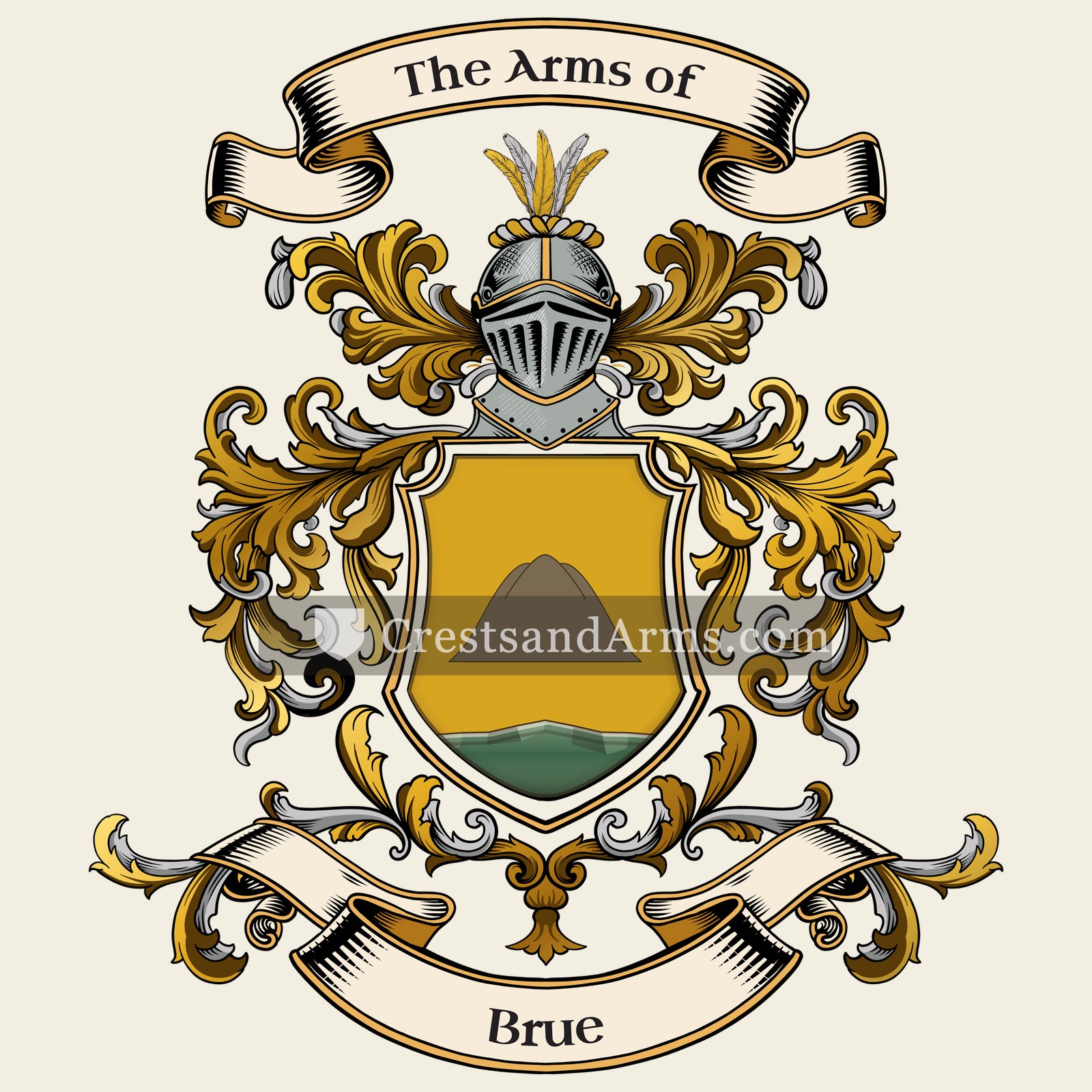 The Brüe coat of arms, drawn from the recorded blazon