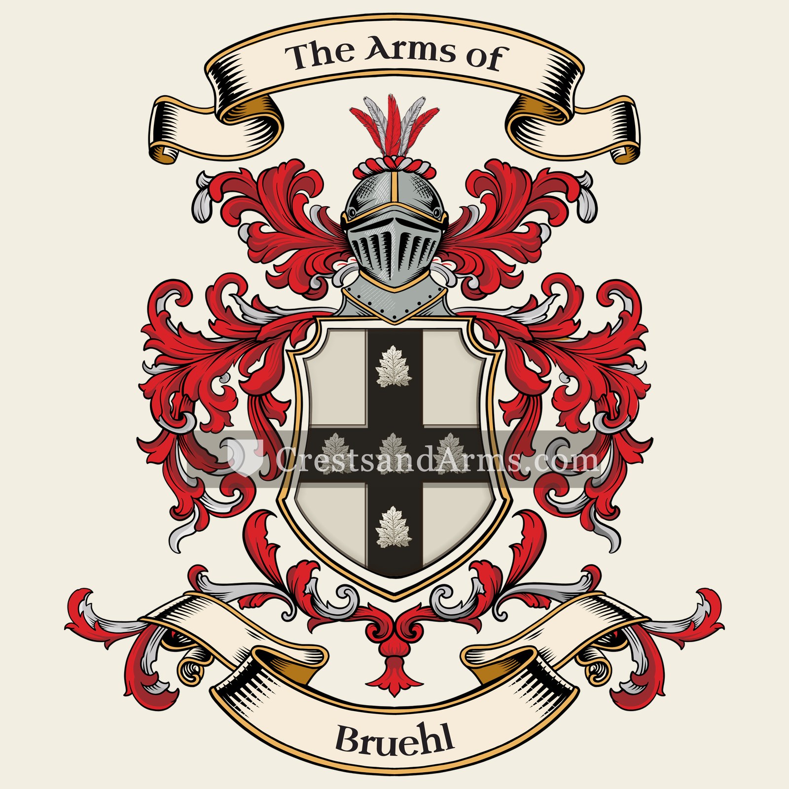 The Bruehl coat of arms, drawn from the recorded blazon