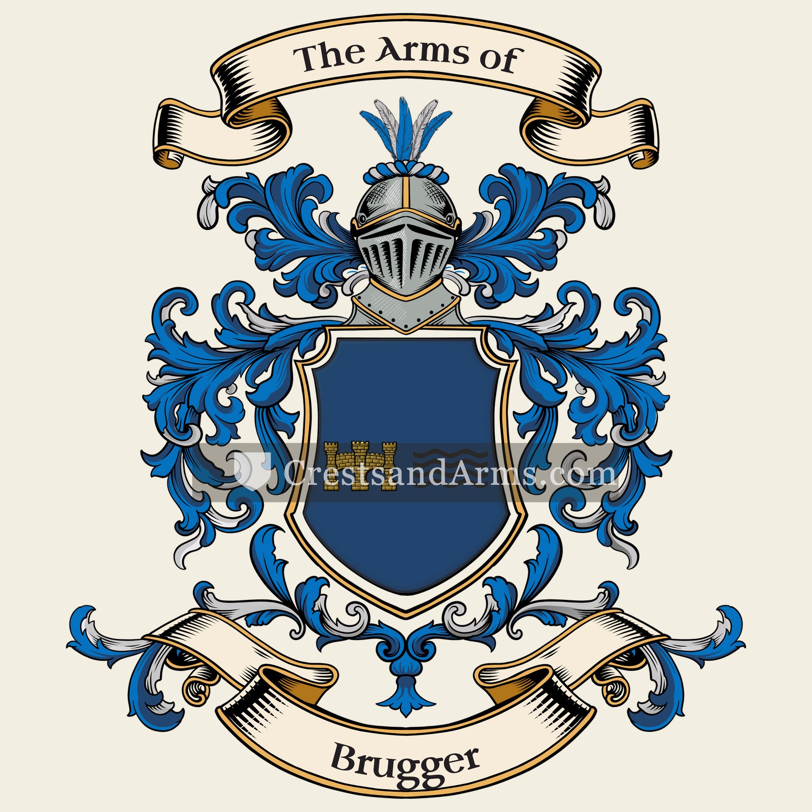 The Brugger coat of arms, drawn from the recorded blazon