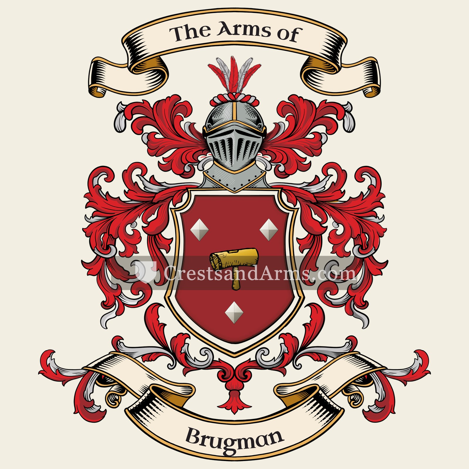 The Brugman coat of arms, drawn from the recorded blazon