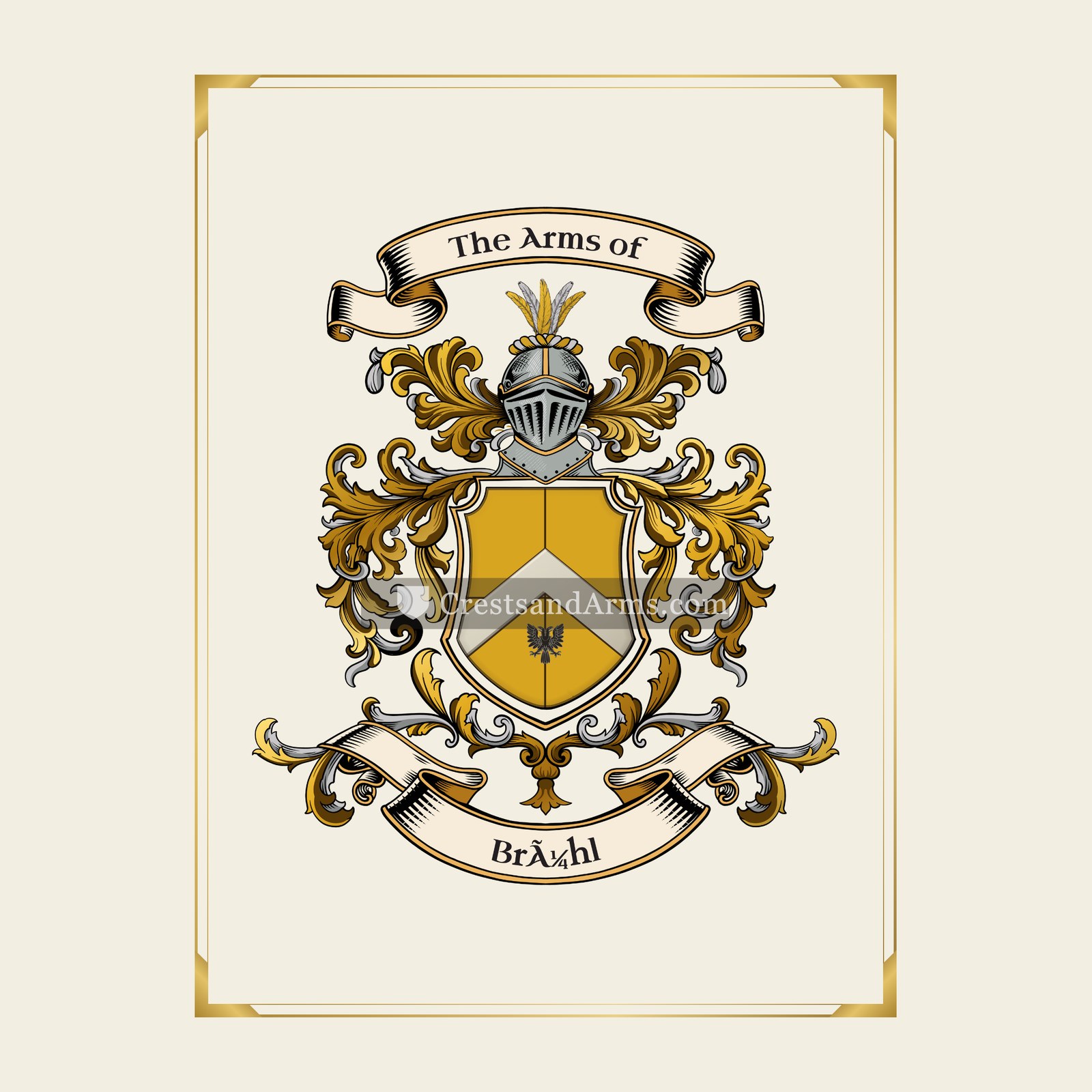 With gold border