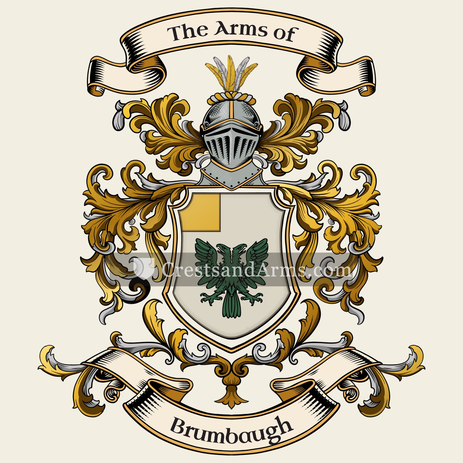 The Brumbaugh coat of arms, drawn from the recorded blazon
