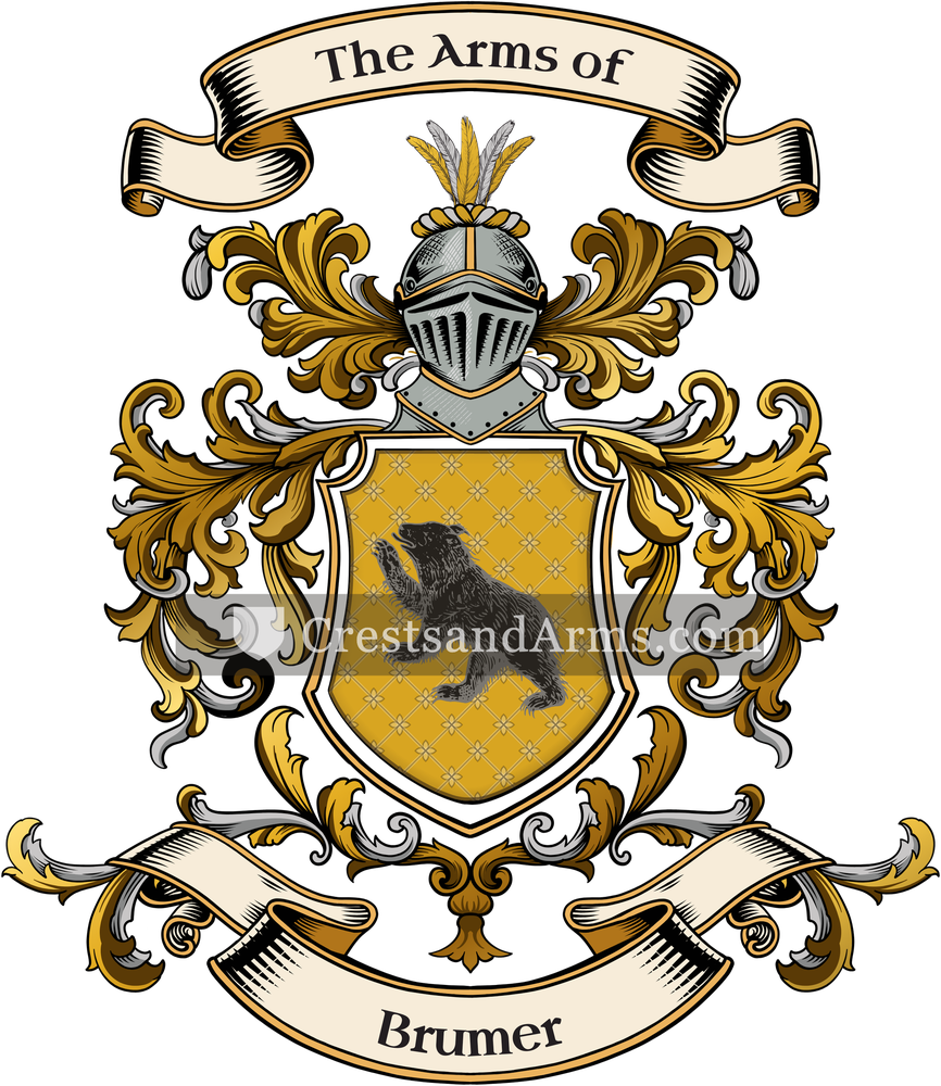 The Brumer coat of arms, drawn from the recorded blazon