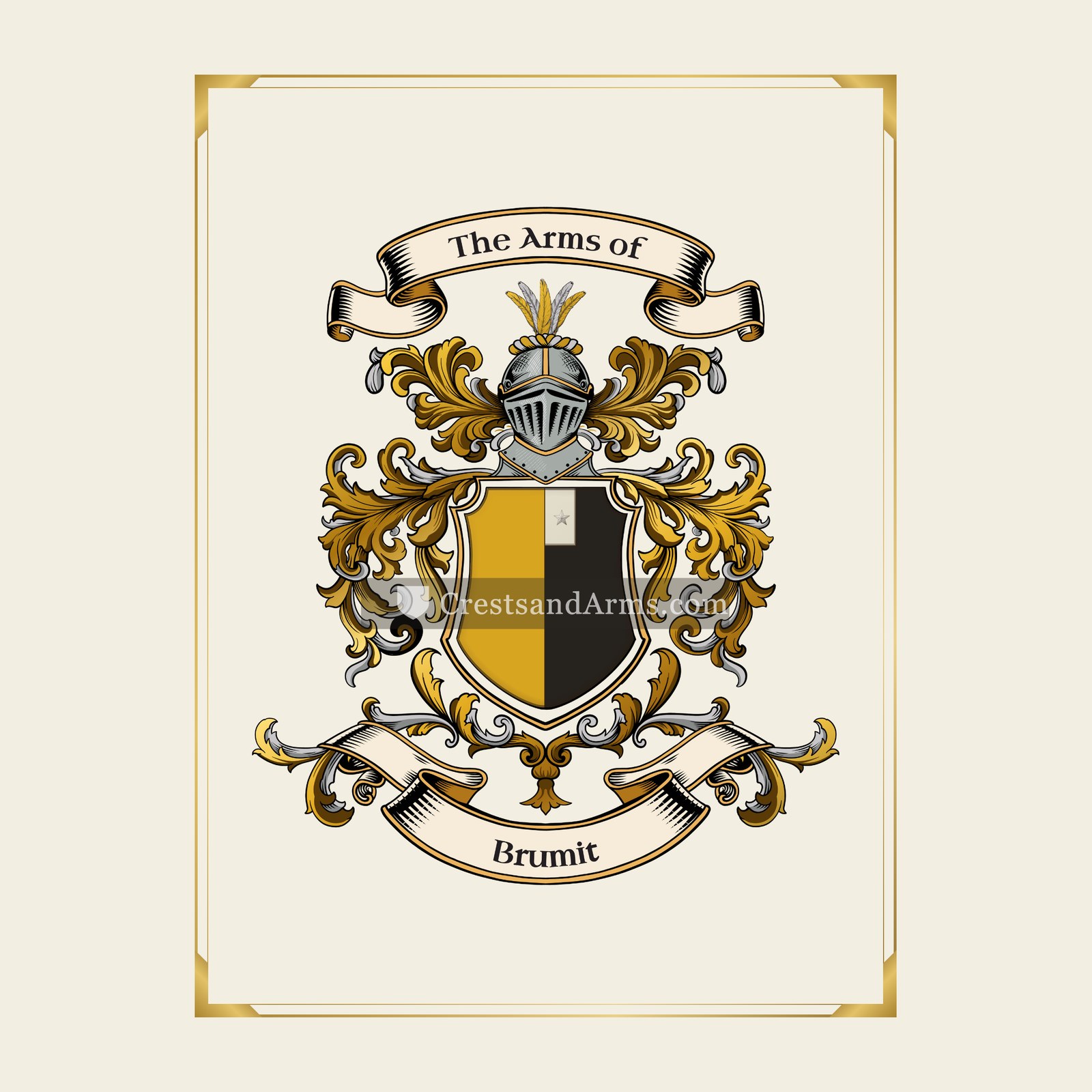With gold border