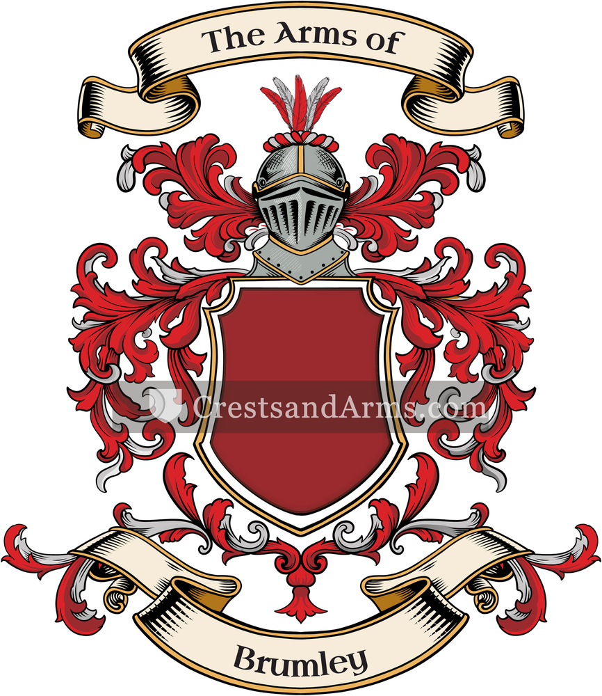 The Brumley coat of arms, drawn from the recorded blazon