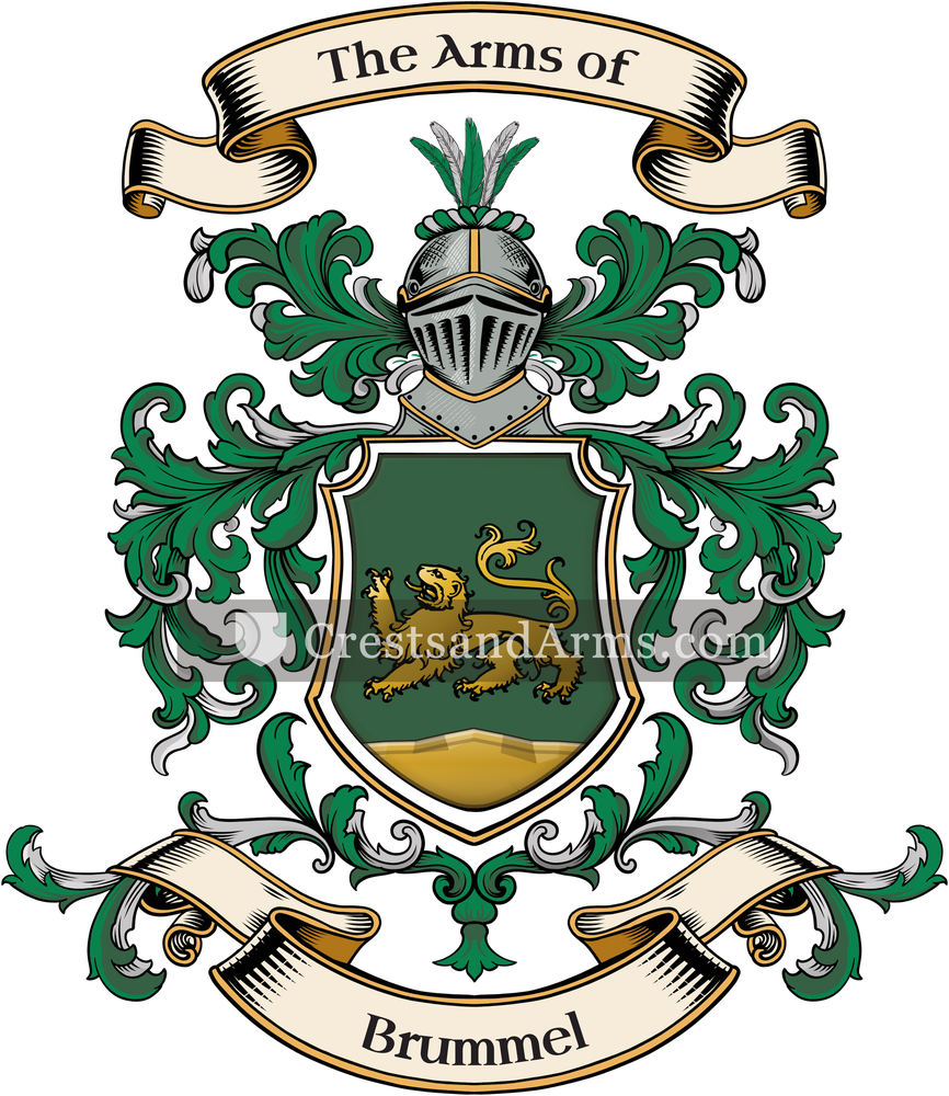 The Brummel coat of arms, drawn from the recorded blazon