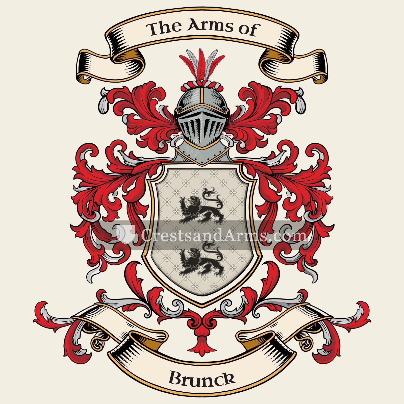 The Brunck coat of arms, drawn from the recorded blazon