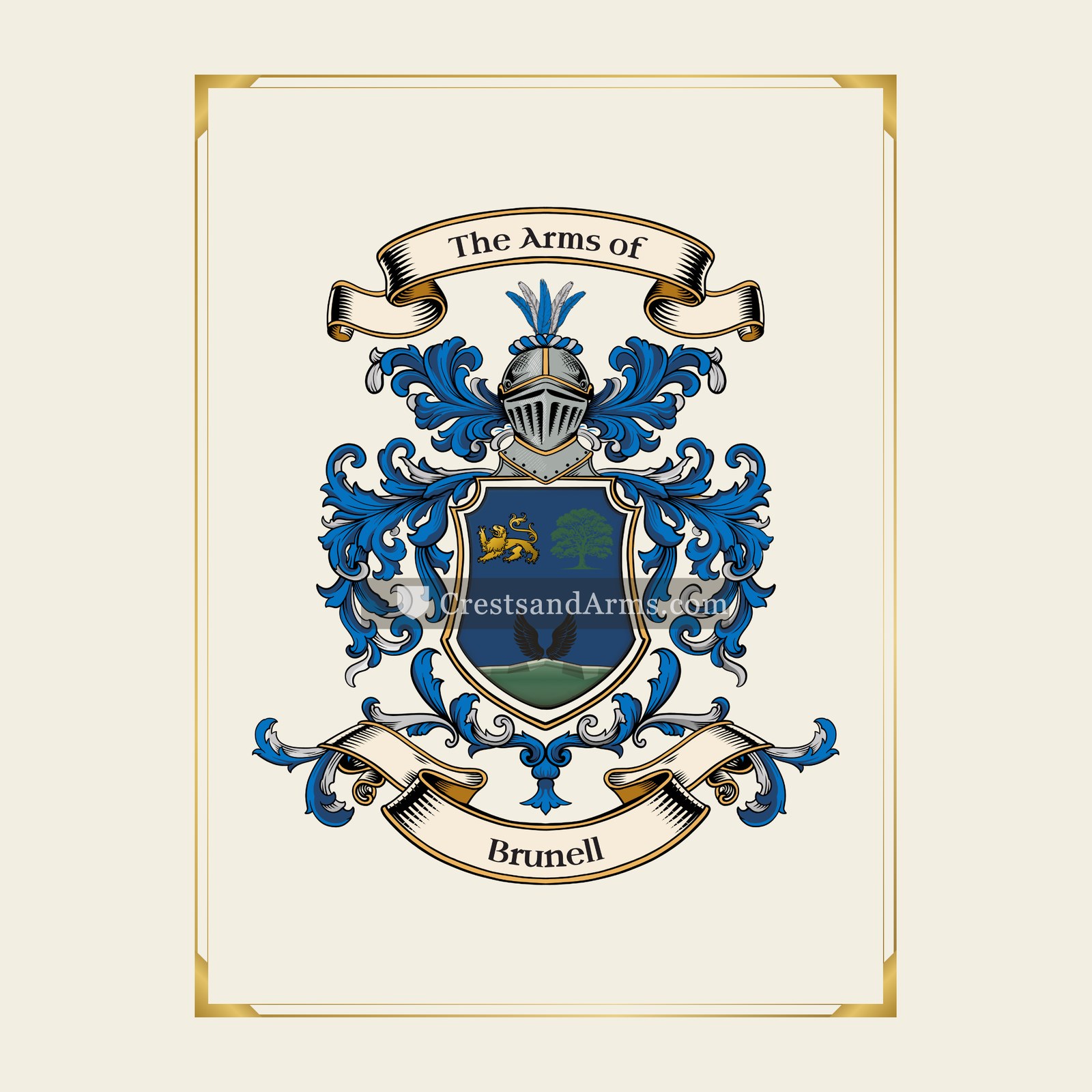 With gold border